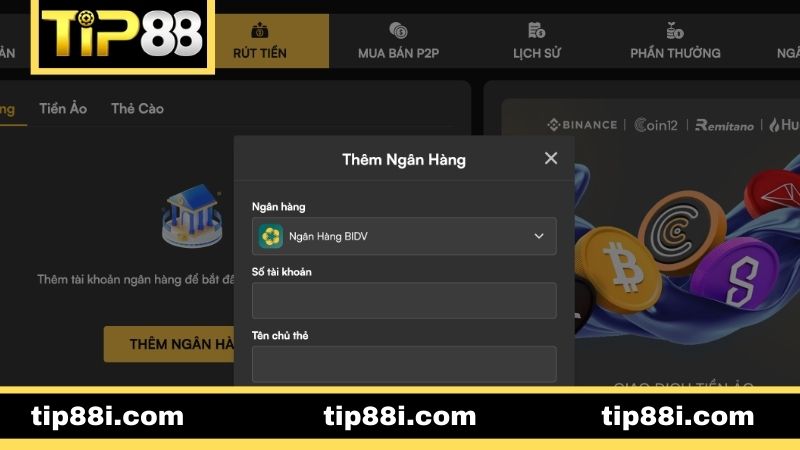 Điều kiện rút tiền TIP88