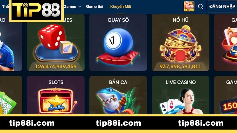 Trang chủ Danh mục game và nhà cung cấp tại TIP88
